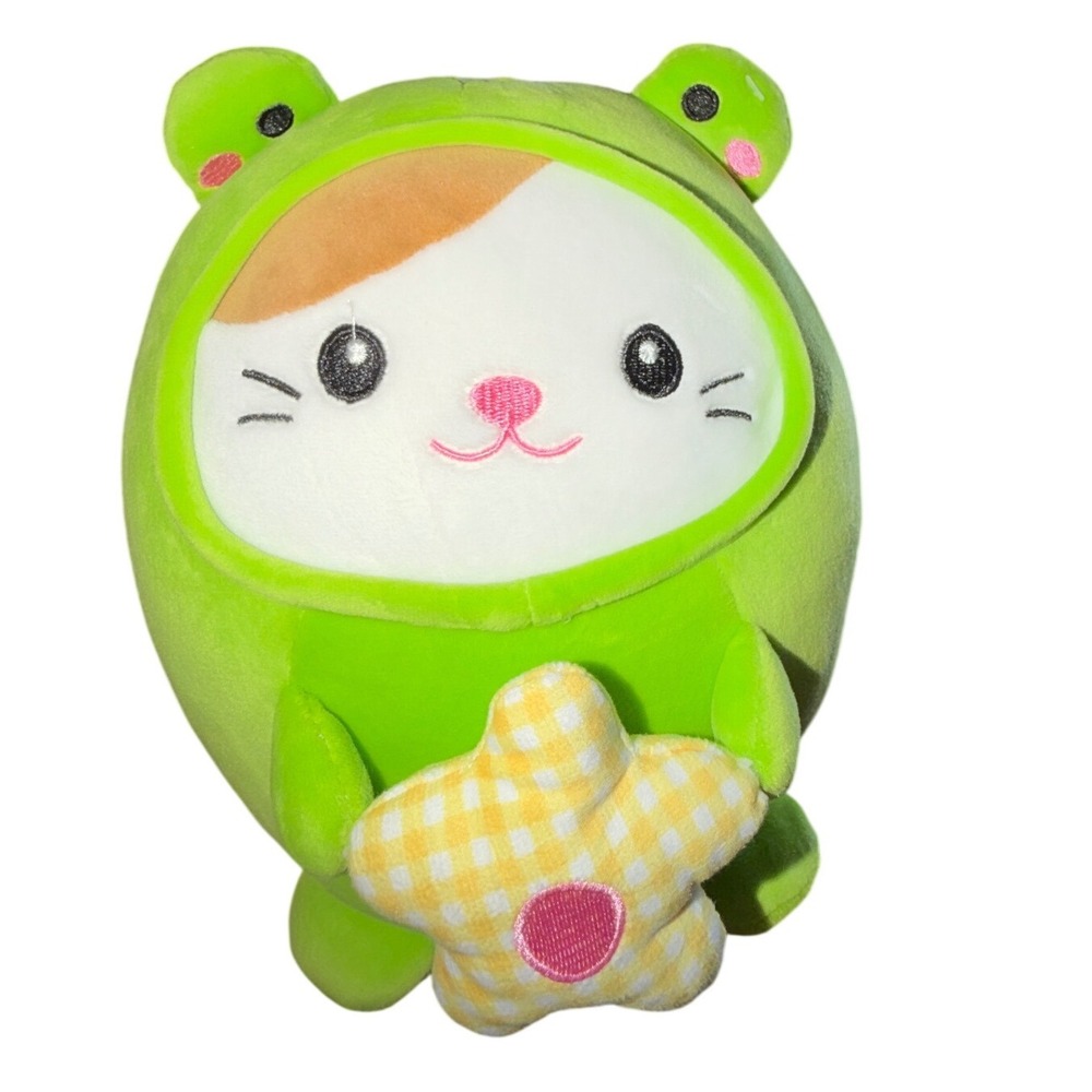 Linzy Toys Smoochy Pals Cat in‎ Frog Costume Plush Kids Green White Excellent